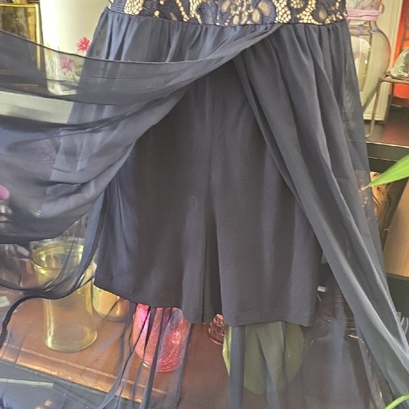 Xtraordinary Navy and Beige Lace Prom Dress - Picture 3 of 7